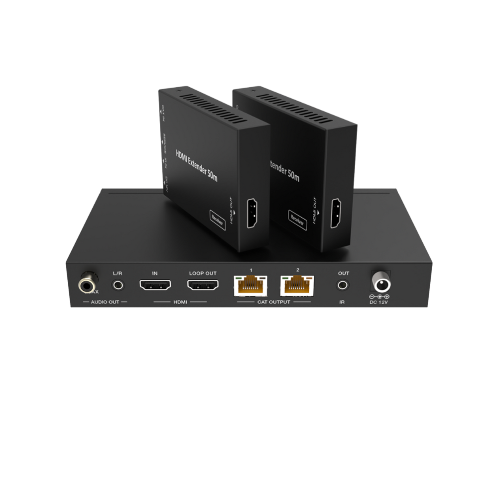 PODIUMAV 1 In 2 Out HDMI Over Cat6 Splitter/Extender 4K With 2 Receivers