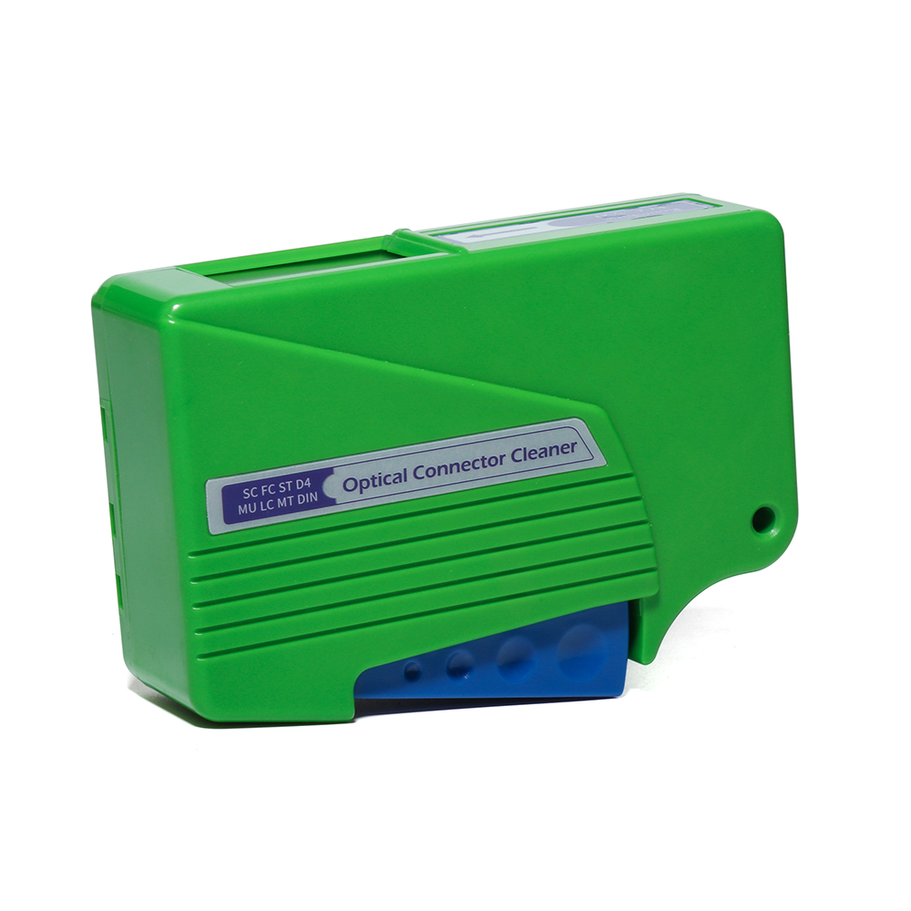 CLE-BOX fiber optic cassette cleaner for LC, SC, FC, ST connectors, supports 1.25mm & 2.5mm sizes for efficient and precise cleaning.