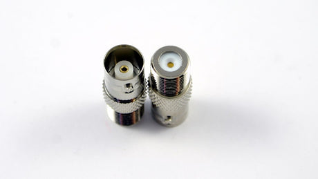 BNC Jack (Post) to F Female Connector, durable and compact adapter for seamless connection in CCTV, TV, and satellite applications.