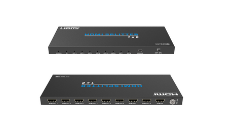 PodiumAV HDMI Splitter 1 In 8 Out for distributing a single 4K HDMI signal to eight displays, ideal for digital signage and AV setups.