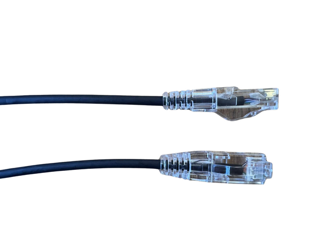Grove 0.5M Cat6 Thin 28AWG LSZH Patch Lead in black, slim Ethernet cable, 1Gbps, PoE compatible, low smoke zero halogen jacket