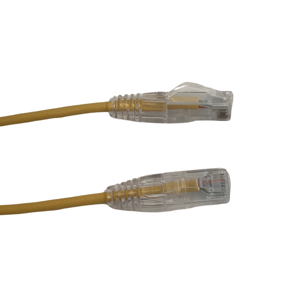 Grove 0.5M Cat6 Thin 28AWG LSZH Patch Lead in yellow, slim Ethernet cable, 1Gbps, PoE compatible, low smoke zero halogen jacket