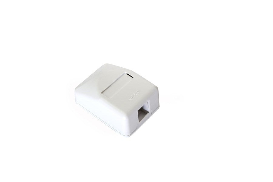 1 port unloaded surface mount box for Cat5e, Cat6 or Cat6A keystone jack, compact wall mount housing for network data outlets