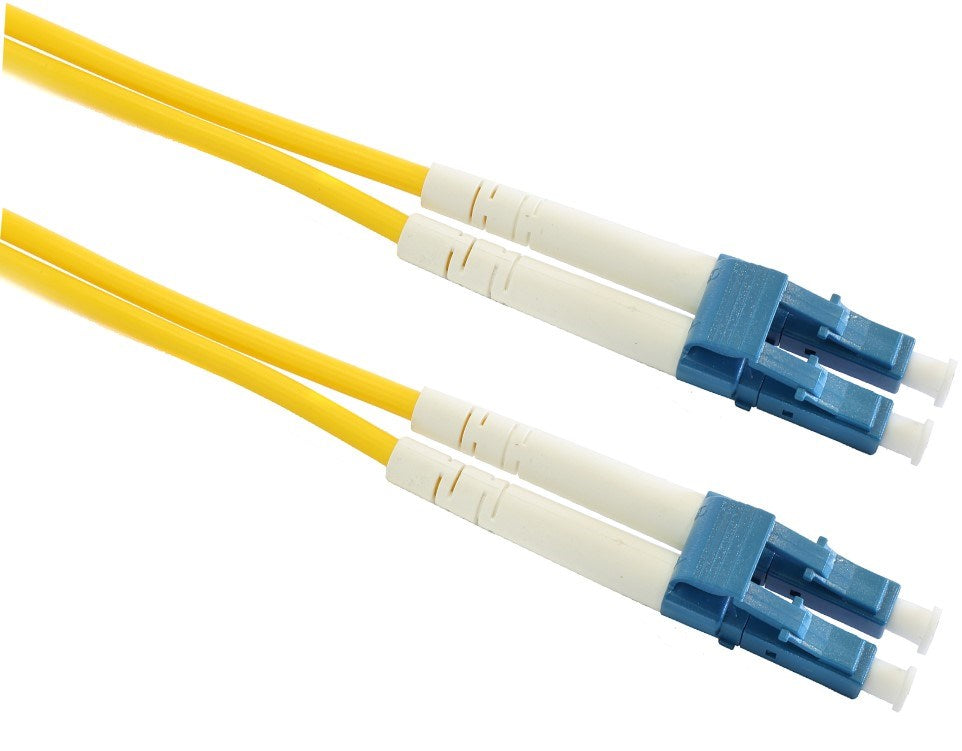 10M yellow LC-LC OS1/OS2 singlemode duplex fibre patch lead with LSZH jacket for high-speed data and telecom connections