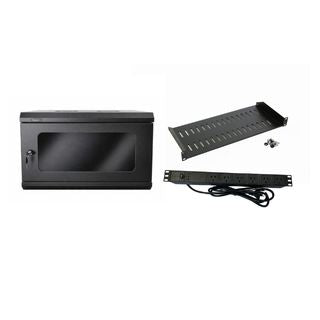 GROVE 18RU 500mm Cabinet Package with 6 GPO 1RU PDU and 250mm equipment shelf
