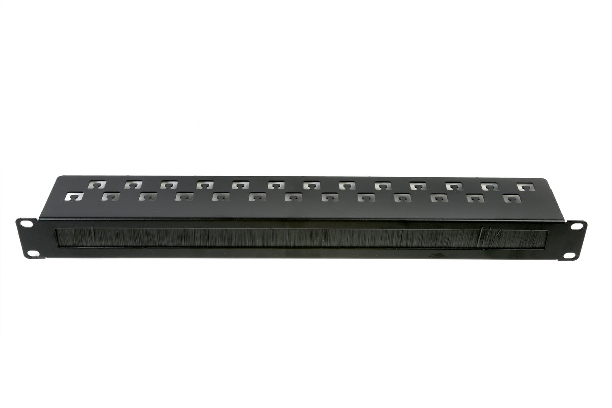 GROVE 1RU Metal Cable Manager with Brush Panel, 19-inch rack accessory for organized and dust-protected cable routing.
