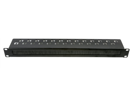 Grove 1RU Metal Cable Manager Brush Panel for 19-inch racks, with nylon brush insert for clean, organised cable routing.