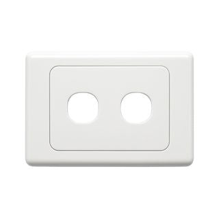 2000 Series 2 Gang wall plate with recessed screws and smooth finish, suitable for dual switches or outlets.