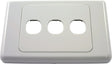 A white 3 gang wall plate from the 2000 Series, featuring three rectangular cutouts for electrical outlets or data ports.