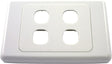 A white 4 gang wall plate from the 2000 Series, featuring four rectangular cutouts for electrical outlets or data ports.