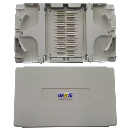 Grove 24 Fibre Splice Tray with Cover for organising and protecting up to 24 singlemode or multimode fibre splices.