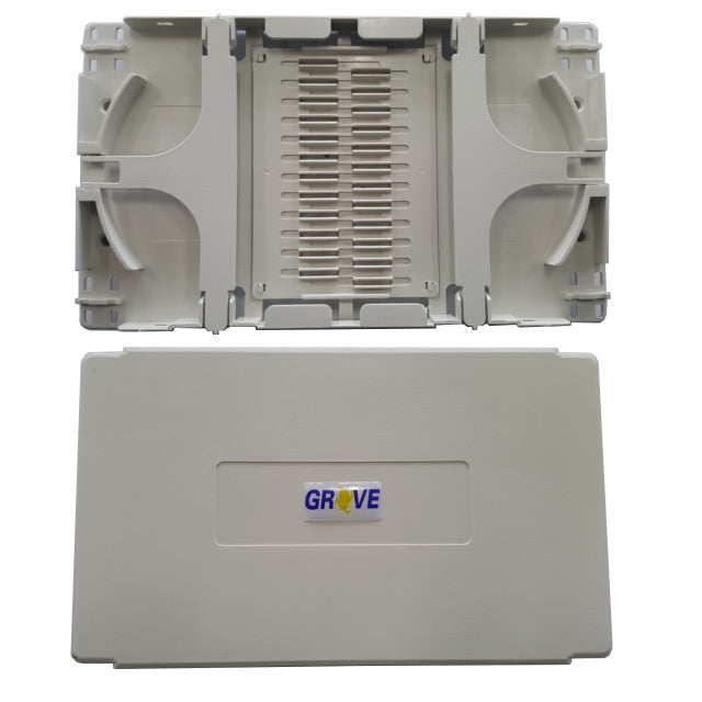 Grove 24 Fibre Splice Tray with Cover for organising and protecting up to 24 singlemode or multimode fibre splices.