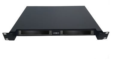 Grove 24 Port 1RU Sliding Fobot, black, fits standard 19-inch racks, with easy-access sliding design for fiber optic connections.