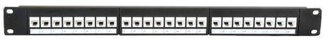 Grove 24 Port Cat6 Patch Panel in white with 24 Cat6 keystone mechs, 1Gbps, Express install for racks and organised cabling.