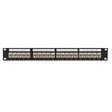 Patch panel with multiple ports on a white background