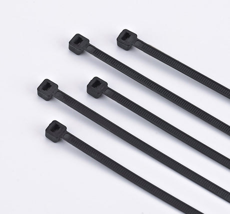 250mm x 4.8mm black UV-stabilised nylon cable tie in a 100 pack for secure indoor and outdoor cable management.