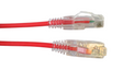 280mm red Cat6 thin patch lead, 28AWG LSZH Ethernet cable with RJ45 connectors, ideal for network and PoE connections