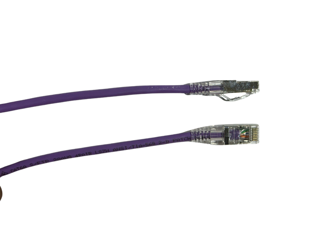 Purple Grove 280MM Cat6A Thin S/FTP Patch Lead 28AWG for secure, high-speed networking in compact spaces, ideal for professional and home environments.
