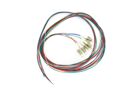2 m LC OM1 multimode fibre pigtails, pack of 6, ideal for network splicing, data centres, and telecom cabinets