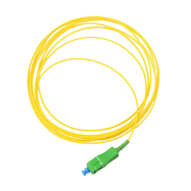 2m SC/APC single mode simplex fibre optic pigtail 9/125µm for FTTH, telecom and data centre splicing applications