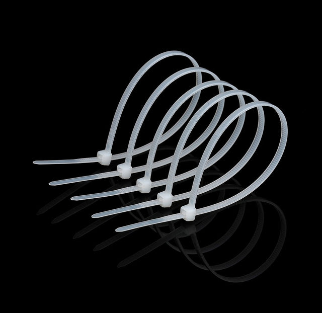 380mm x 4.6mm black UV-stabilised nylon cable tie in a 100 pack for secure indoor and outdoor cable management.