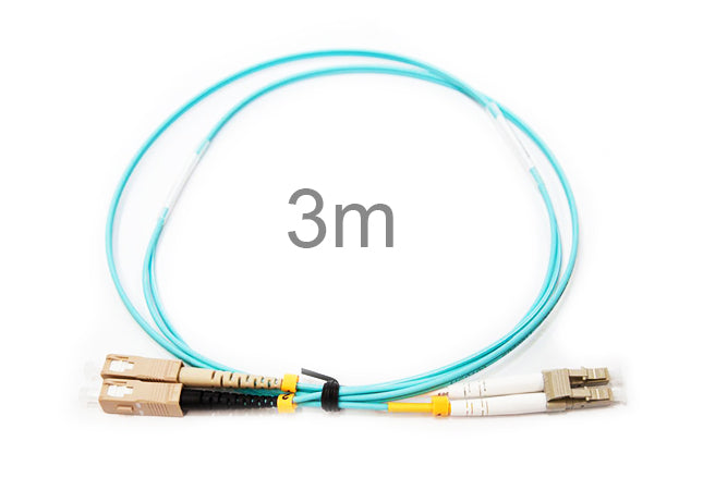 Grove OM3 SC-LC multi mode duplex patch lead designed for high-speed 10 Gbps fibre optic network connections