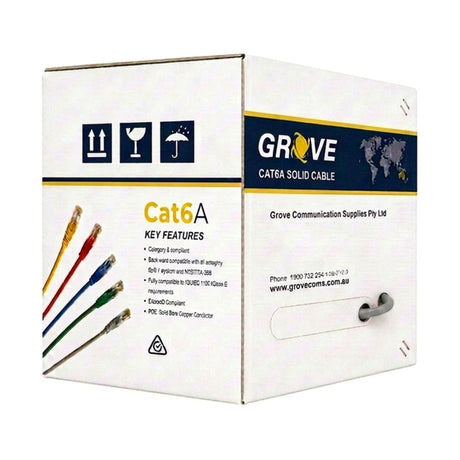 The GROVE 4 Pair U/FTP Cat6A Cable (305Mtr) is engineered for high-performance networking, providing superior data transmission speeds and enhanced protection against interference