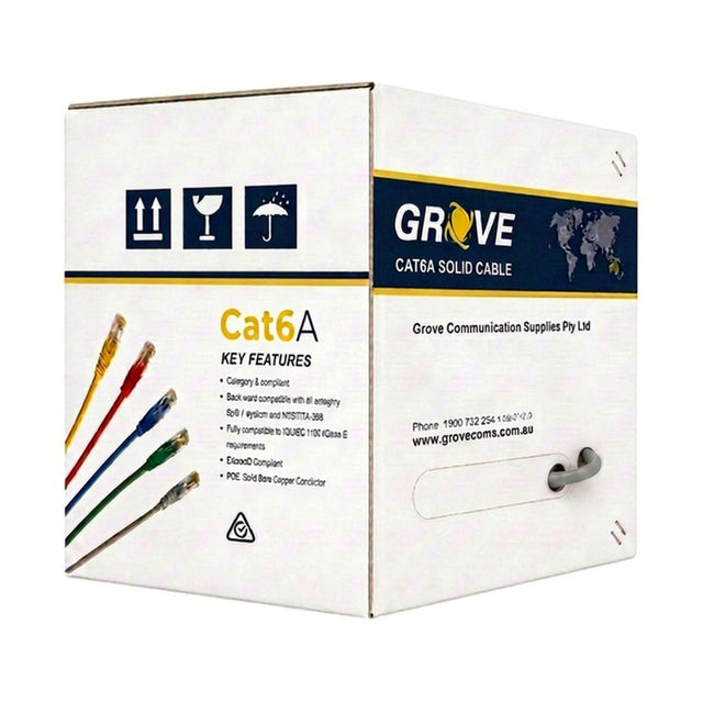 The GROVE 4 Pair U/FTP Cat6A Cable (305Mtr) is engineered for high-performance networking, providing superior data transmission speeds and enhanced protection against interference