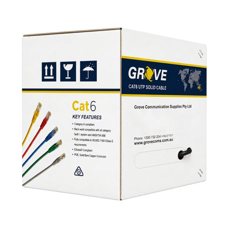 GROVE CAT6 Outdoor UTP Gel Filled Cable 305m pull box for direct burial and outdoor Ethernet installations.