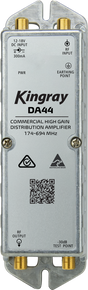 44dB UHF/VHF distribution amplifier for TV signal boosting, supports multiple outlets. Power supply not included.