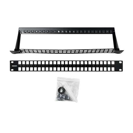 Black metal roof rack system with mounting hardware on a white background
