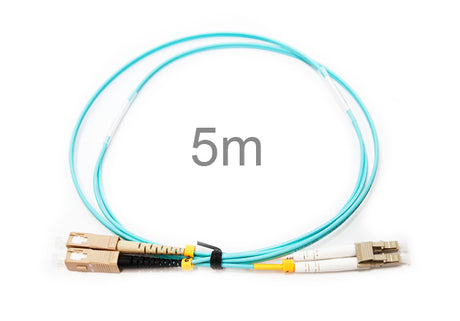 5 m SC-LC OM3 duplex patch lead for high-speed 10 Gbps multimode fibre connections in network and data centre setups