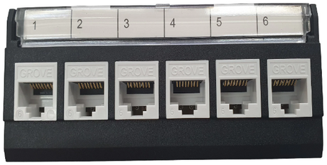 Grove 6 Port Module with Cat6 jacks, designed for NBN connectivity, providing high-speed data transfer and efficient cable management.
