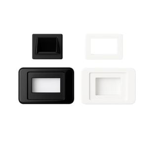 Bullnose white outlet plate with smooth rounded edge and matte finish, modern electrical wall cover for standard outlets.