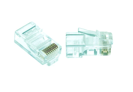 Grove Cat3 6P6C RJ12 Plug | 100PK — gold-plated connectors for solid and stranded Cat3 telephone and data cables.
