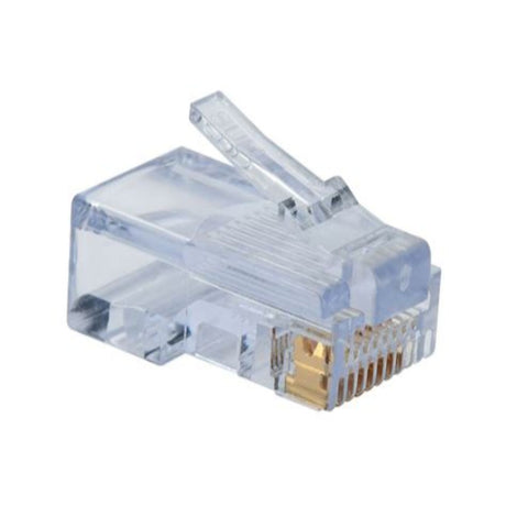Cat6 8P8C RJ45 Pass Through Plug 100 pack for UTP cables, with gold-plated contacts and clear housing for reliable Ethernet terminations