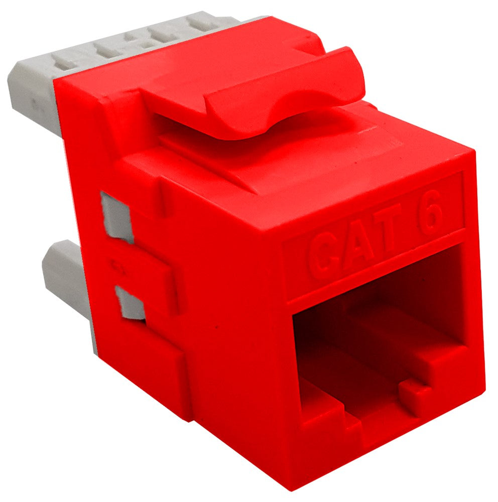 Grove Cat6 Keystone Panel Jacks | Bag of 12 | Red RJ45 modules with 50 µin gold contacts for Cat6 network installations