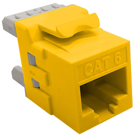 Grove Cat6 Keystone Panel Jacks | Bag of 12 | Yellow RJ45 modules with 50 µin gold contacts for Cat6 network installations