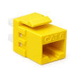 Yellow Cat6 keystone panel jacks, bag of 12, for metric Ethernet wall plates and patch panels, high‑speed networking