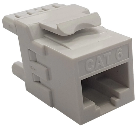 Grove Cat6 Keystone Panel Jack (single, white) RJ-45 insert for patch panel with Cat6 performance and snap-in design