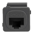Grove grey Cat6 modular jacks, bag of 10, 8P8C keystone connectors with 110/Krone termination supporting 1 Gbps