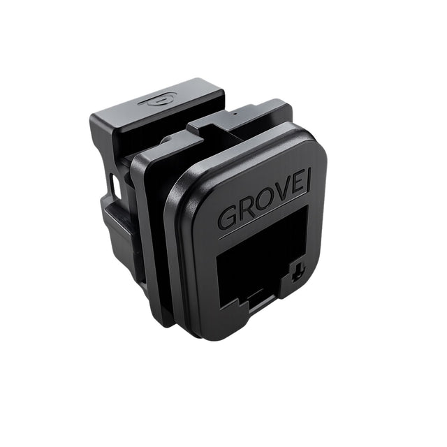 Black Cat6A modular jack for Iconic-style faceplates, supplied in a bag of 10 for high-speed 10G Ethernet installations