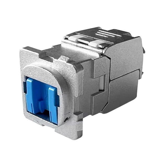 Grove Cat6A RJ45 shielded jack with shutter in blue, bag of 10, for high-speed 10G Ethernet structured cabling