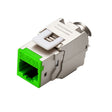 Green Cat6A Shielded Keystone Panel Jack, bag of 12, for reliable 10G Ethernet and structured patch panel installations