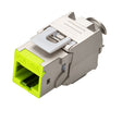 Lime Cat6A Shielded Keystone Panel Jack, bag of 12, for reliable 10G Ethernet and structured patch panel installations