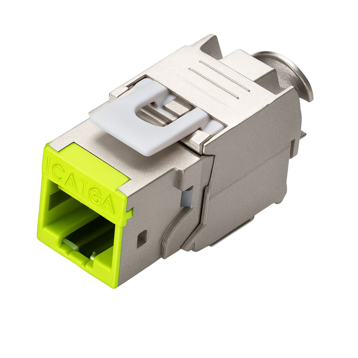 Lime Cat6A Shielded Keystone Panel Jack, bag of 12, for reliable 10G Ethernet and structured patch panel installations