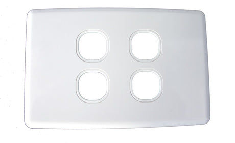 Classic Series 4 gang wall plate with four ports, durable finish, ideal for organised data and cabling installations