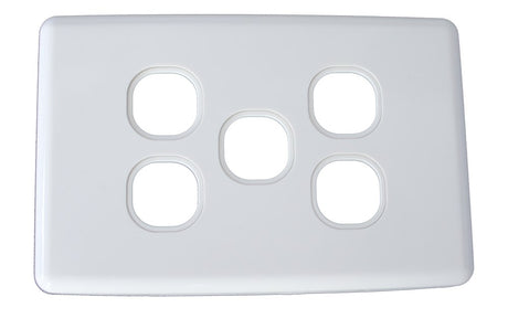 Classic Series 5 gang wall plate with five ports, durable design, ideal for organised cabling and network installations