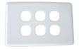 Classic Series 6 gang wall plate with six ports, clean design, durable finish for structured cabling installations