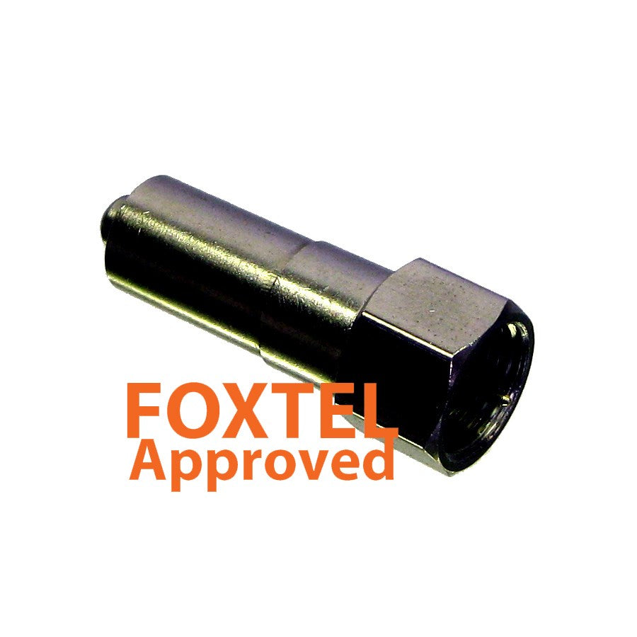 F-Type DC Isolated Terminator for unused 75 Ohm coaxial ports in satellite and TV systems, blocks DC and reduces signal reflection